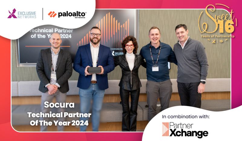 Socura recognised as Technical Partner of the Year by Exclusive Networks and Palo Alto Networks 